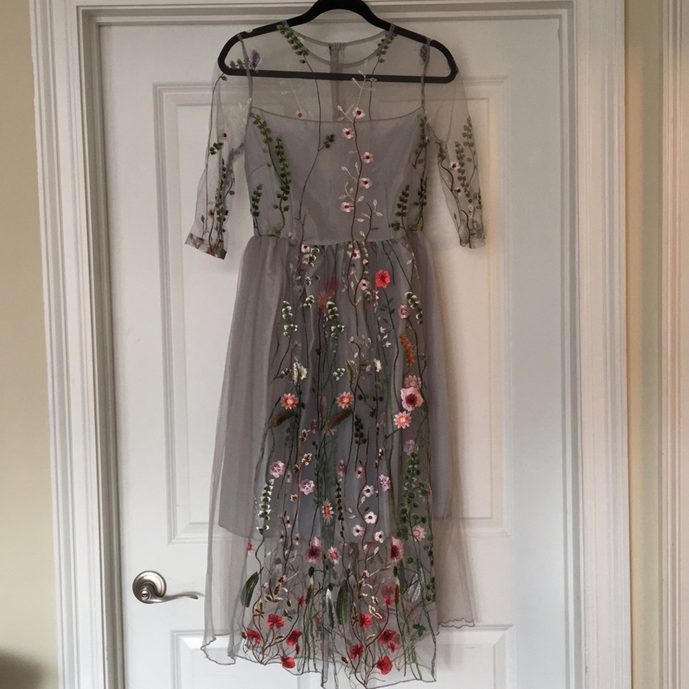 Embroidered tulle dress
